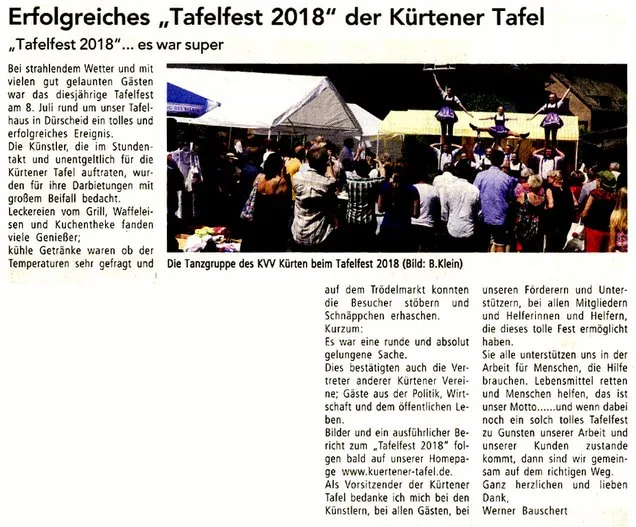 Archivbild 2018 – Kürtener Tafel